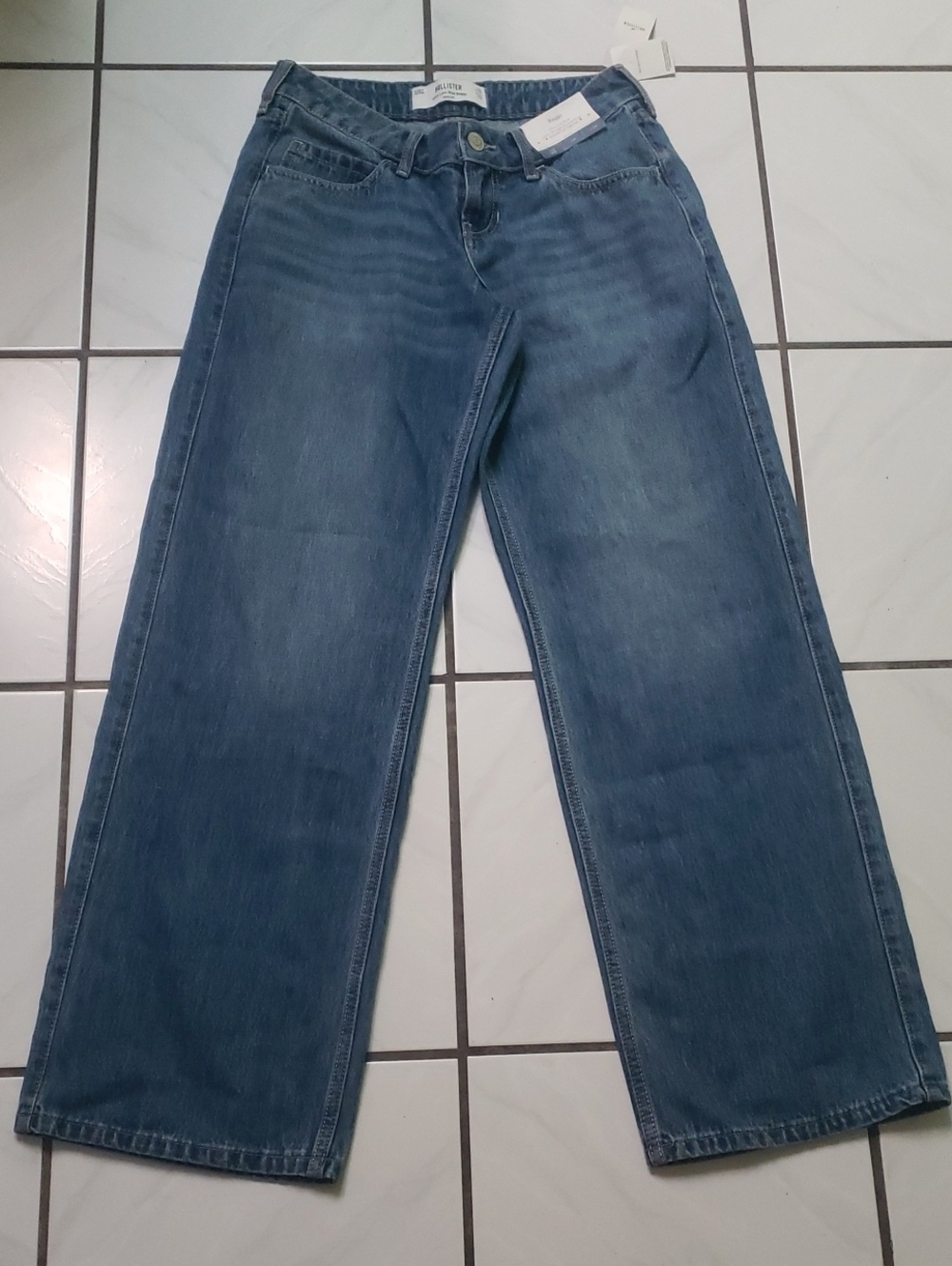 Brand new "Hollister" medium blue ultra low-rise baggy Jeans